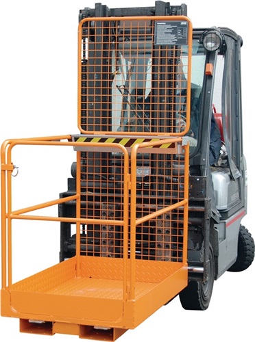 BAUER Sicherheitskorb B1290xT800xH1890mm zul.Ges.-Gew. 300kg gelborange f.Gabelstapler