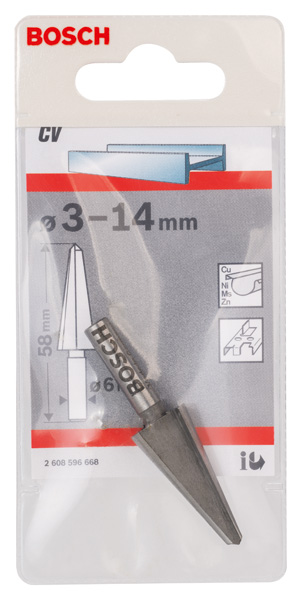 BOSCH Blechschälbohrer Chrom-Vanadium, zylindrisch, 3 - 14 mm, 58 mm, 6 mm