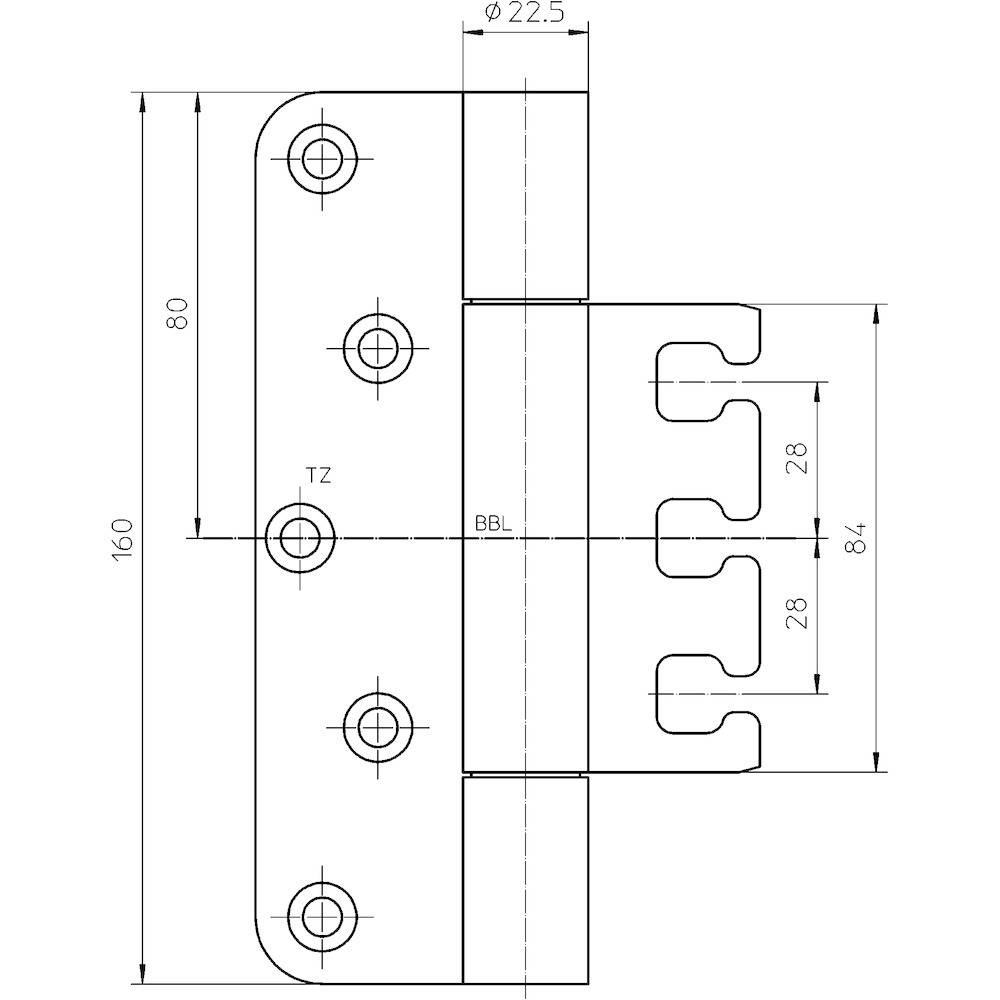 SIMONSWERK Objektband VARIANT® VX 7729/160-4 Edelstahl, 300 kg Tragkraft