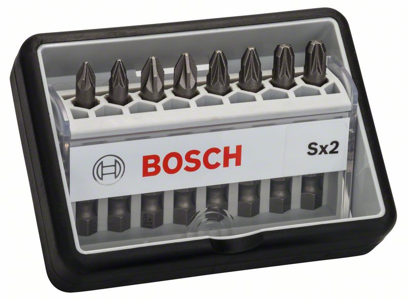 BOSCH Schrauberbit-Set Robust Line Sx Extra-Hart, 8-teilig, 49 mm, PZ