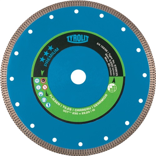 TYROLIT Diamanttrennscheibe Premium D.125mm Bohr.22,23mm Fliesen 10mm TYROLIT