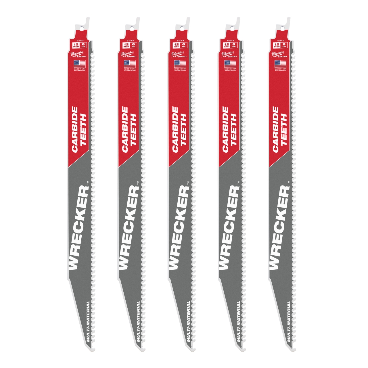 MILWAUKEE 300 x 4,2 mm (6 TPI) Säbelsägeblatt THE WRECKER HM-bestückt 5er Pack