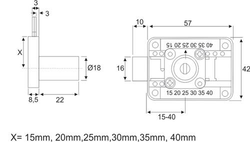 BMB Aufschraubschloss Dornm.15-40mm L/R/lad versch.-schl.BMB