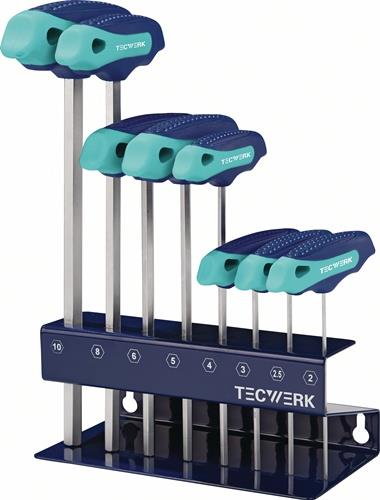 TECWERK Stiftschlüsselsatz 8-tlg.SW 2-10 m.Quergr.im Werkbankständer TECWERK