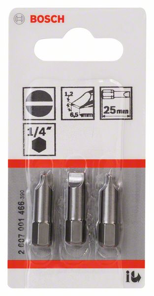 BOSCH Schrauberbit Extra-Hart S 1,2 x 6,5, 25 mm, 3er-Pack