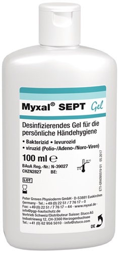 MYXAL Handdesinfektionsgel MYXAL® SEPT GEL 100 ml parfüm-/farbstofffrei 100ml Flasche