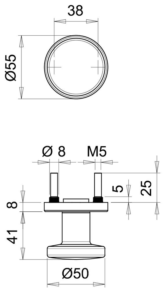EDI Knopf auf runder Rosette 1052/7020, Edelstahl