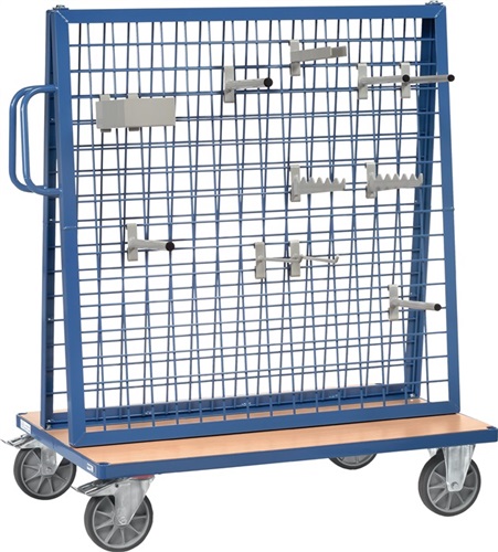 FETRA Werkstückwagen Drahtgitteraufbau L1250xB800xH1536mm Profilstahl brillantblau