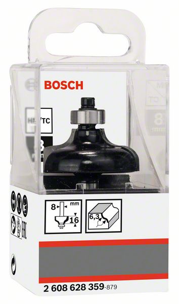 BOSCH Profilfräser G, 8 mm, R1 6,35 mm, D 38 mm, L 15,7 mm, G 57 mm