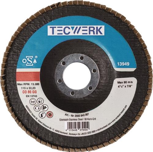 TECWERK Fächerscheibe D.115mm K.80 kon.INOX CO TECWERK
