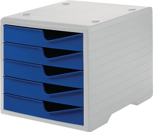 STYRO Ablagebox 5 Schubl.grau/blau Polystyrol H255xB270xT340mm STYRO