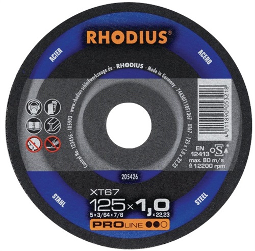 RHODIUS Trennscheibe XT67 D125x1mm ger.STA Bohr.22,23mm RHODIUS