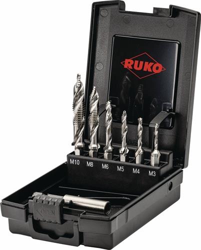 RUKO Kombigewindebohrer-Bit-Satz ULTIMATECUT FS M3-M10 7-tlg.HSS Ku.-Kass.RUKO