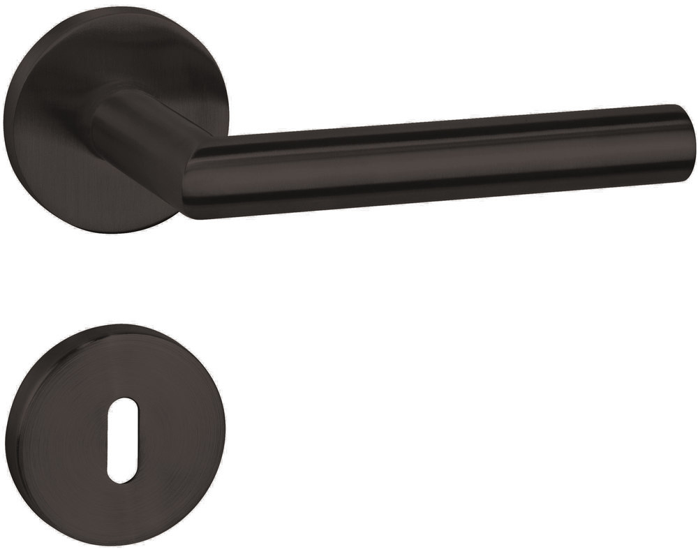 HERMAT Drückergarnitur mit Rosetten BASIC 02 1802/2073.M, Klasse 4, Edelstahl