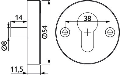 HERMAT Schutz-Schlüsselrosette 2073.S, außen, Edelstahl