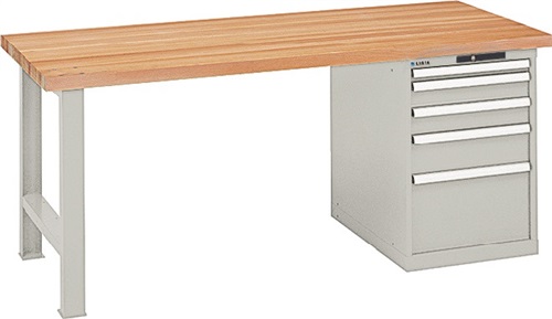 LISTA Werkbank B2000xT750xH840mm Buche Multiplex lichtgrau Anz.Schubl.5 Codelock