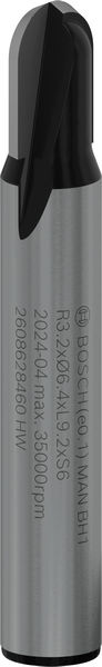 BOSCH Hohlkehlfräser 6 mm, R1 3.2 mm, D 6.35 mm, L 9,1 mm, G 40 mm