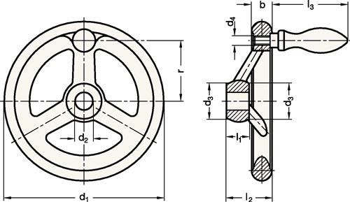 GANTER Handrad GN 950 b 17mm d1 140mm d2 14mm GANTER