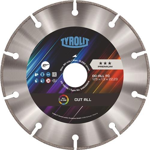 TYROLIT Diamanttrennscheibe DC ALL FASTCUT D.125mm Bohr.22,23mm Seg.-H.10mm Seg.-S.1,8mm