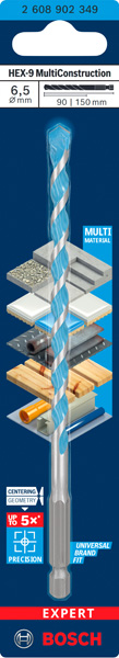 BOSCH EXPERT HEX-9 Multi Construction Bohrer, 6,5 x 90 x 150 mm