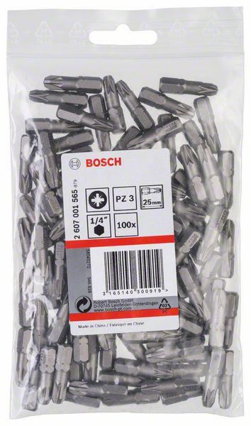 BOSCH Schrauberbit Extra-Hart PZ 3, 25 mm, 100er-Pack