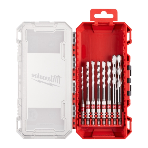 MILWAUKEE 4/5/5,5/5,5/6/7/8/10 mm in PACKOUT kompatibler Kassette SHOCKWAVE Multimaterial Bohrer 1/4" Hex Set 8-teilig
