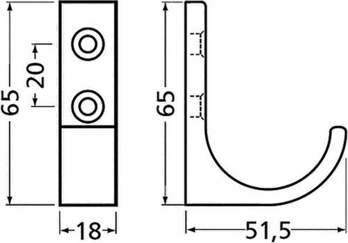 HERMETA Mantelh.0149 einfach A.51,5mm Alu.silberf.elox.H.65mm HERMETA