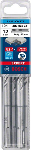 BOSCH EXPERT SDS plus-7X Hammerbohrer, 12 x 100 x 165 mm, 10-tlg.. Für Bohrhämmer