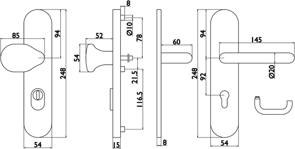 HDM Professional Schutzgarnitur Serie ES1, U-Form, mit Kernziehschutz