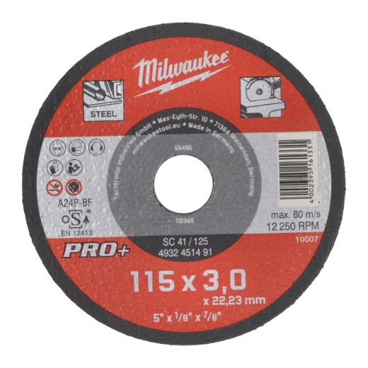 MILWAUKEE SC41 3 mm Metalltrennscheibe PRO+ 115 mm