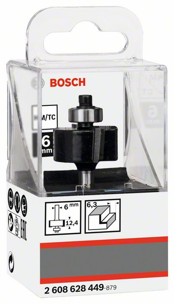 BOSCH Falzfräser 6 mm, D1 25,4 mm, L 12,4 mm, G 54 mm