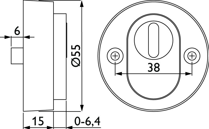 HERMAT Schutz-Schlüsselrosette 2038.KS, außen Edelstahl