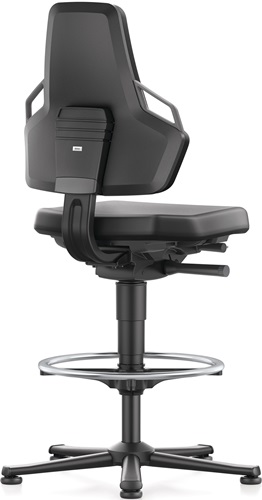 BIMOS Arbeitsdrehstuhl Nexxit Bodengleiter+Fußring Grifffarbe grau Supertec-Gewebe
