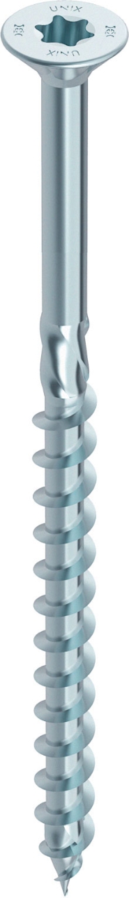 HECO UNIX-top, Senkkopf mit Frästaschen, T-Drive, Teilgewinde, verzinkt blau, A2K, gleitbeschichtet