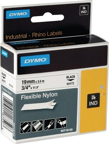 DYMO Schriftband Band-B.19mm Band-L.3,5m flexibles Nylonband schwarz auf weiß DYMO