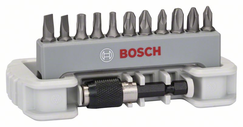 BOSCH Schrauberbit-Set Extra-Hart, 11-teilig, PH, PZ, T, S, 25 mm, Bithalter