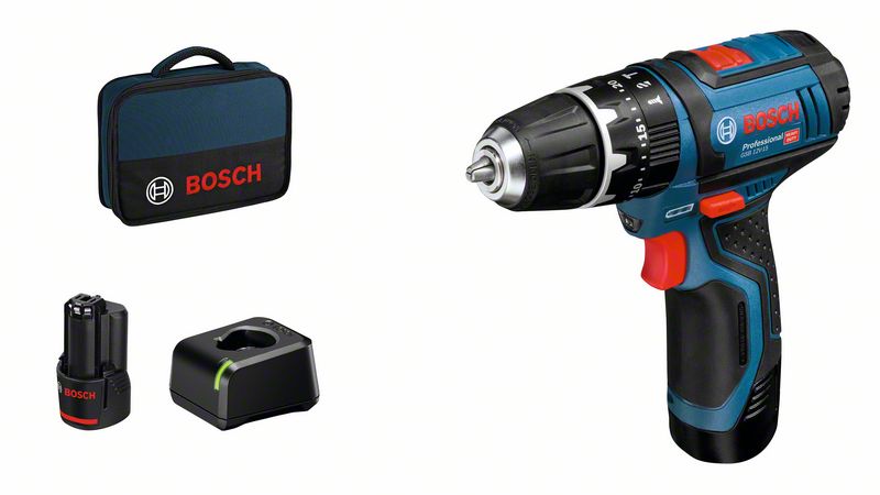 BOSCH Akku-Schlagbohrschrauber GSB 12V-15, mit 2 x 2.0 Ah Li-Ion Akku