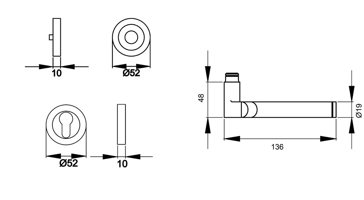 KARCHER DESIGN Drückergarnitur R38 PZ0 65 - Starlight, Profilzylinder, Materialkombination