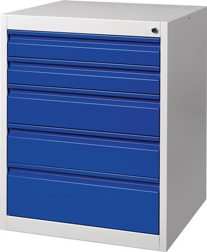 Nordwest Schubladenschrank BK 600 H800xB600xT600mm grau/blau 5 Schubl.Einfachauszug