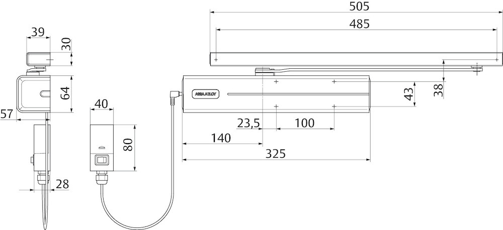 effeff Oben-Türschließer DC700FM, Aluminium effeff Oben-Türschließer DC700FM, Aluminium