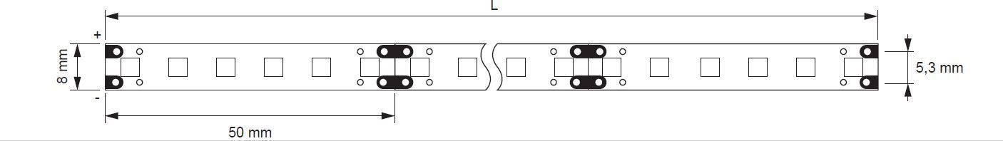 L&S LED Band Tudo 24V 8 mm 7,2W/m 120LED/m NW 4000 K 5 m 1,8m Zul.