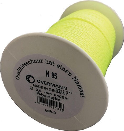 OVERMANN Pflastererschnur L.100m D.3mm 100kg PP gelb,fluoresz.