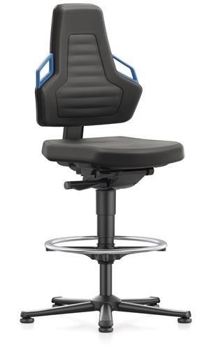 BIMOS Arbeitsdrehstuhl Nexxit Bodengleiter+Fußring Grifffarbe blau Supertec-Gewebe