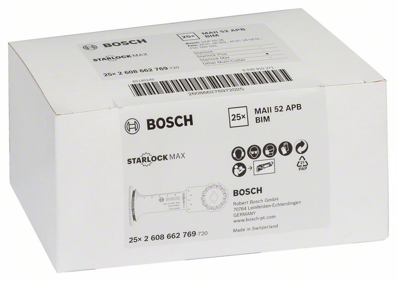 BOSCH BIM Tauchsägeblatt MAII 52 APB, Wood and Metal, 70 x 52 mm