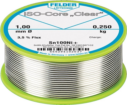 FELDER Lötdraht ISO-Core® Clear 1,5mm 250g Sn100Ni+ FELDER