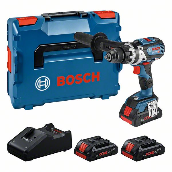 BOSCH Prof. Set: Akku-Schlagbohrschrauber GSB 18V-110 C, 3 x ProCORE18V 4.0Ah, L-BOXX