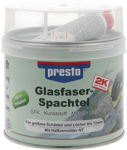 PRESTO 2K-Glasfaserspachtel prestolith® ext.grau-grün,Härter rot 1000g Dose PRESTO