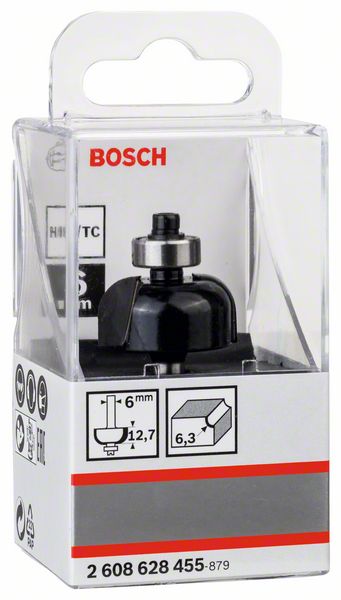 BOSCH Hohlkehlfräser 6 mm, R1 4 mm, D 25,4 mm, L 12,6 mm, G 54 mm