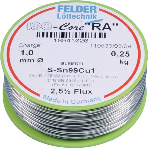 FELDER Lötdraht ISO-Core® RA 1mm 250g S-Sn99Cu1 FELDER