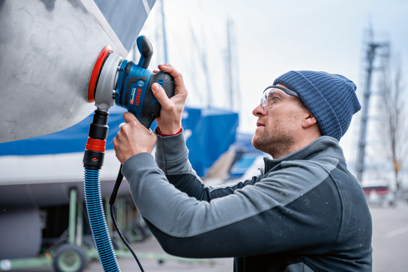 BOSCH Exzenterschleifer GEX 40-150 mit 1 x Schleifblatt M480 und L-BOXX